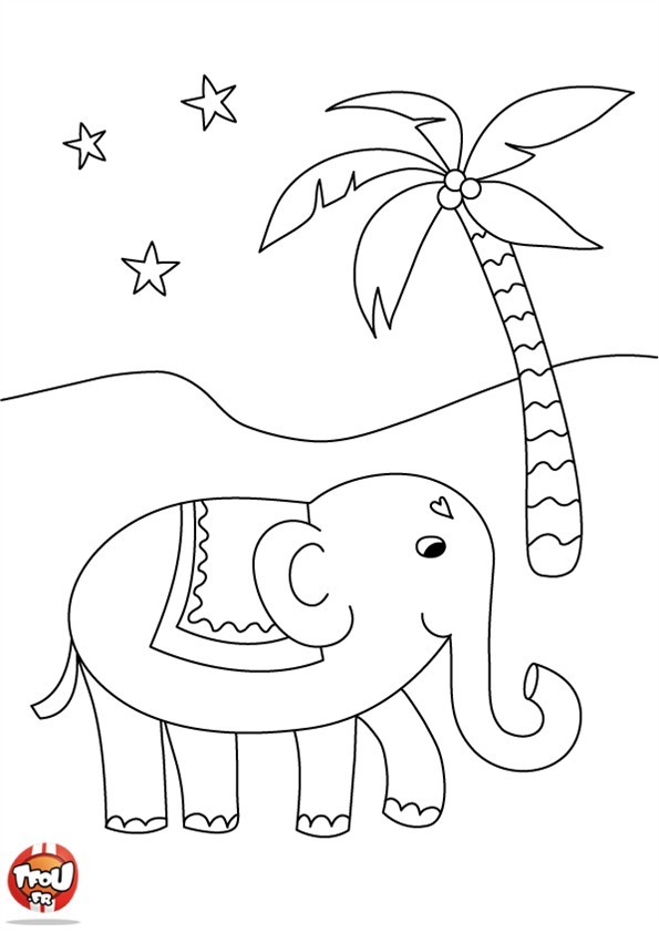 Wyjątkowy Słonik na Plaży - Kolorowanka do Druku dla Dzieci kolorowanka do druku